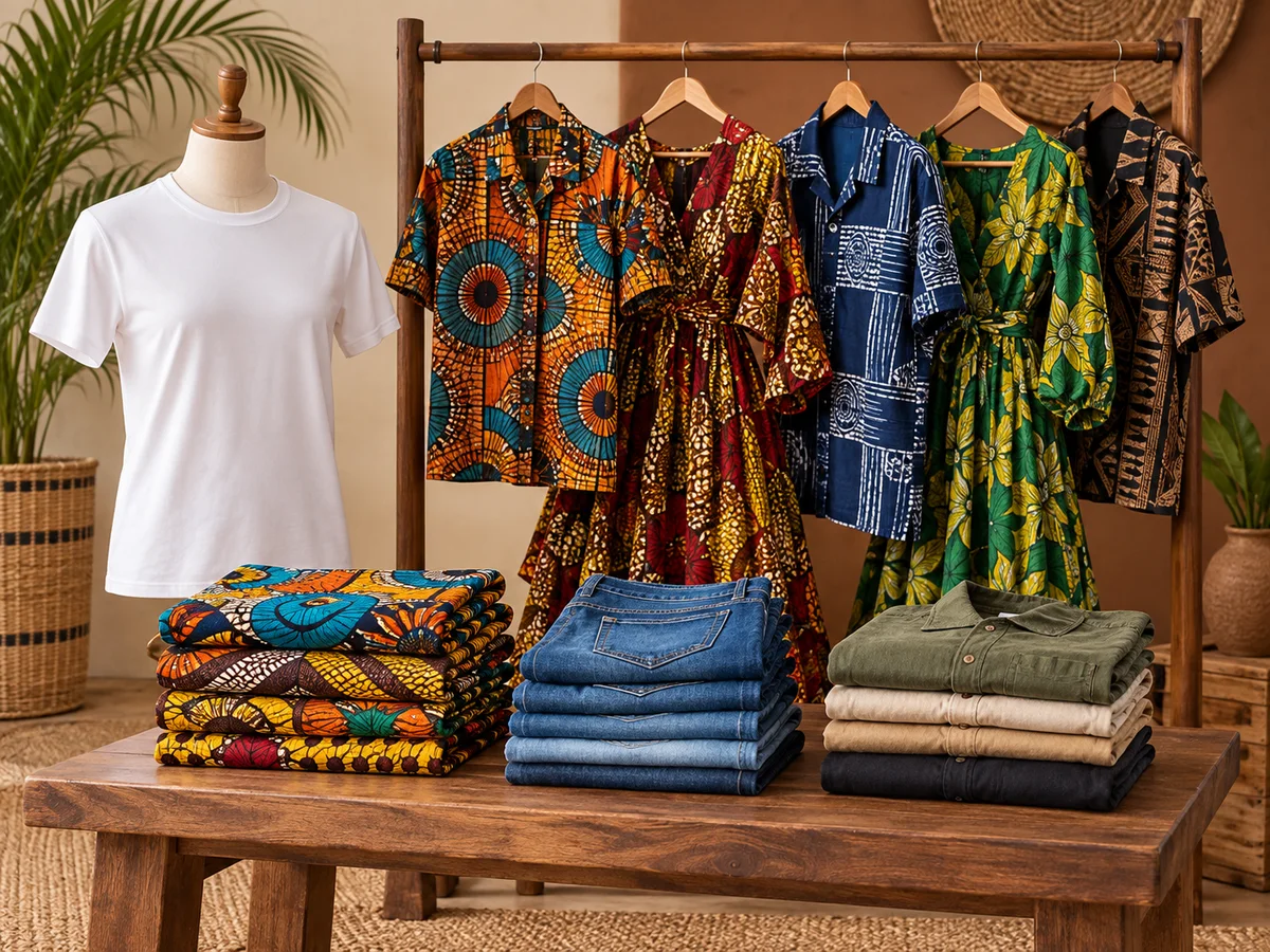 Representative category illustration: Fashion Apparel, Ankara, Custom T-shirts & Thrift