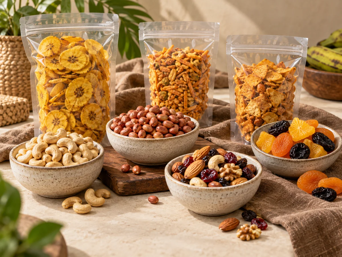 Representative category illustration: Nuts, Healthy Snacks & Packaged Snacks