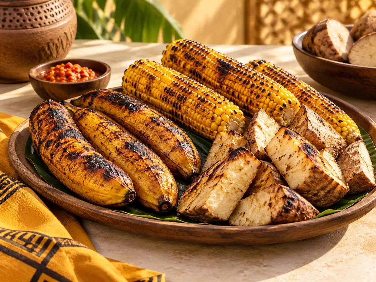 Representative category image: Roasted corn, roasted yam and roasted plantain